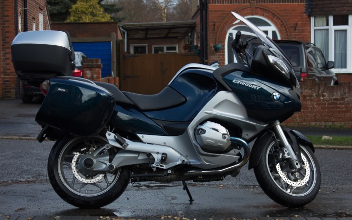 Panniers are standard, top box is extra and a must for pillions