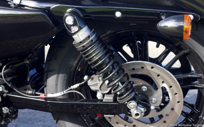 Suspension is significantly (and noticeably) improved across the entire Sportster range for 2015.
