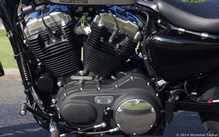 The whole bike shakes, rumbles and vibrates when that 1200cc monster springs to life.